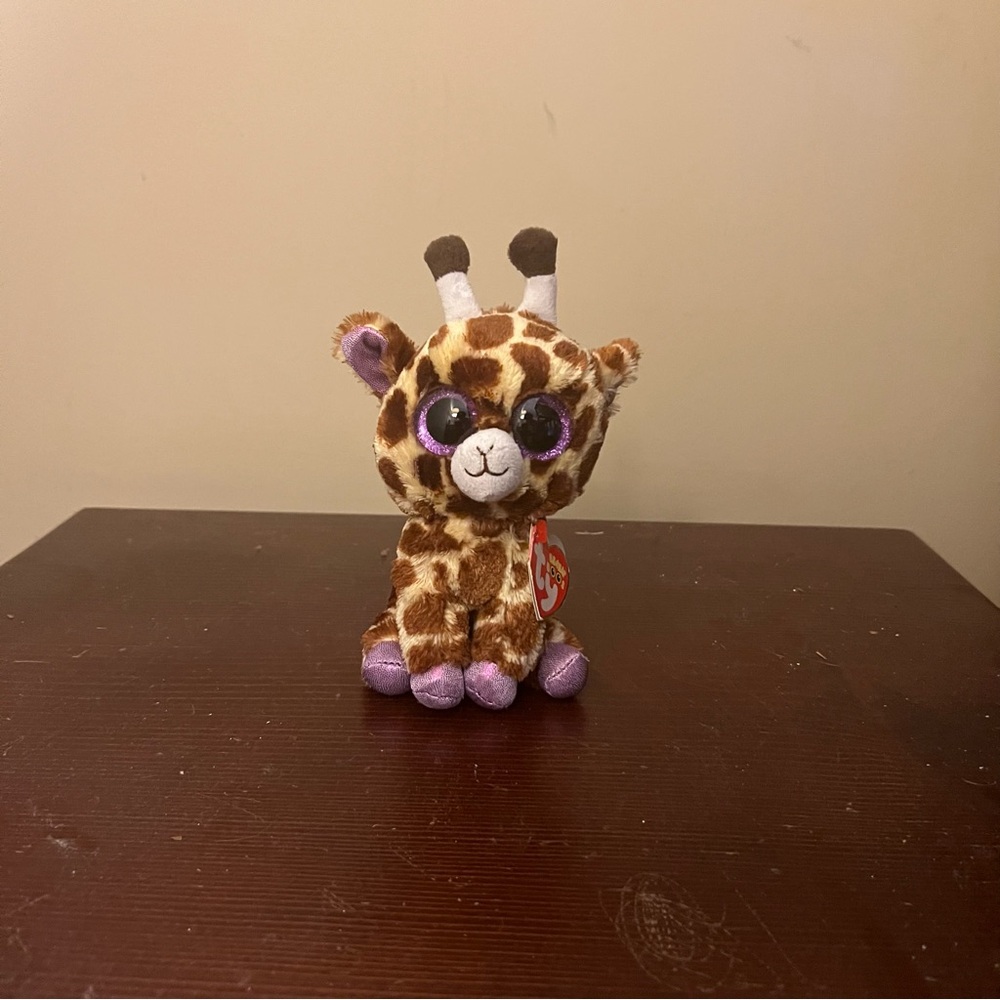 TY Beanie Boos SAFARI Giraffe Plush Purple Sparkle Glitter Eyes 6" Stuffed Toy